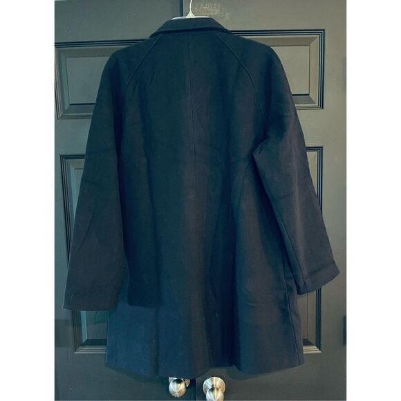 Allegra K Women's Notched Lapel Double Breasted Raglan Winter Coats - Picture 4 of 5